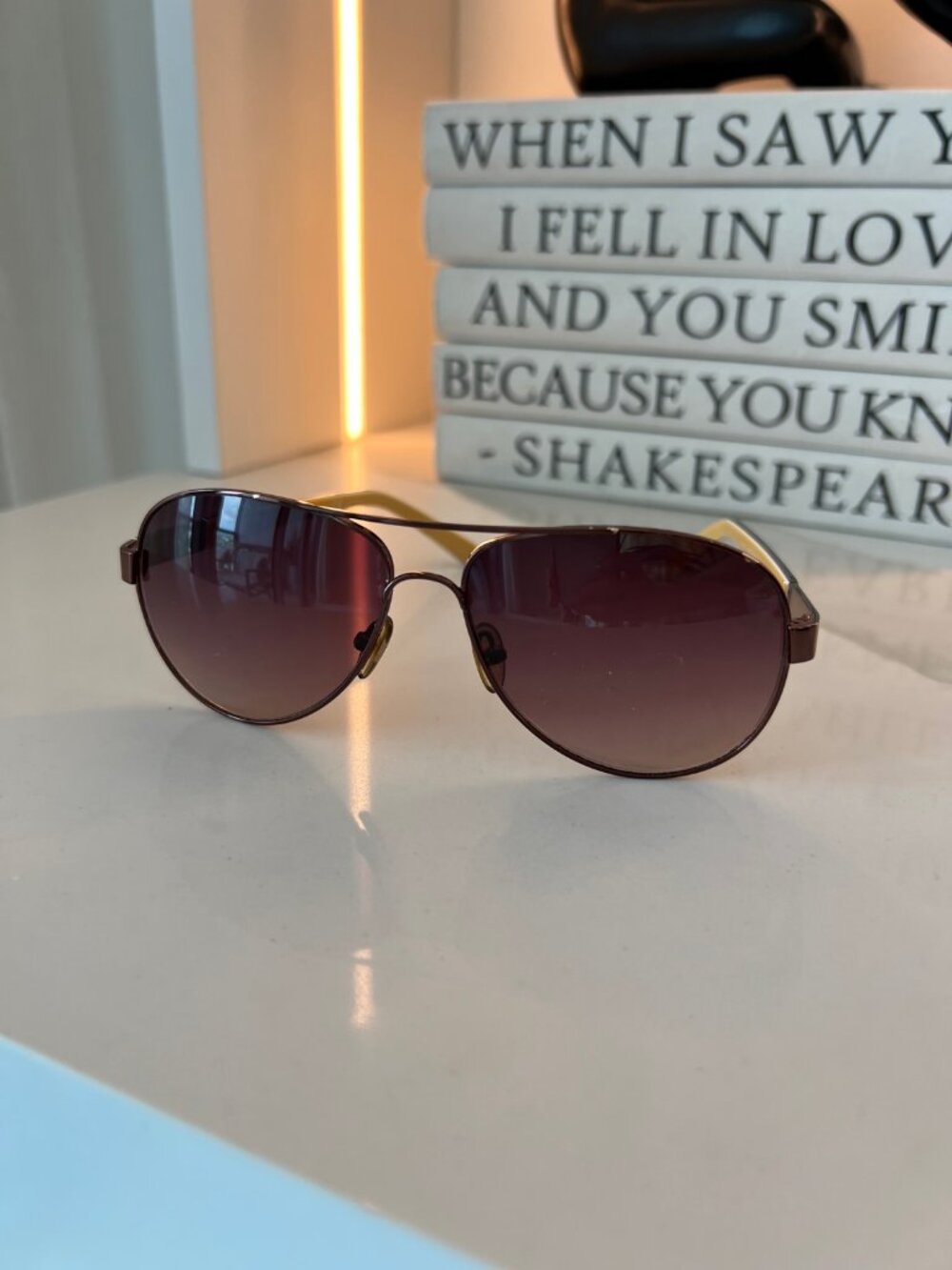 Tory Burch TY 6010 Aviator Sunglasses Brown Gradient w Tortoise Case